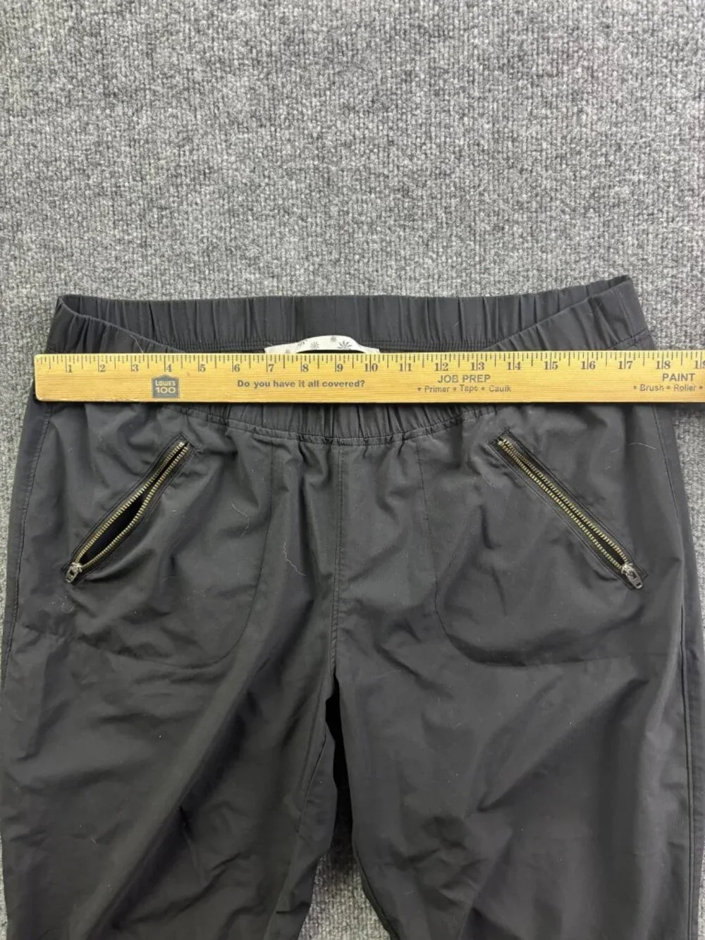 Athleta Jogger Pants Womens L Black Woven Elastic Waist Zip Pockets Stretch - Picture 3 of 8
